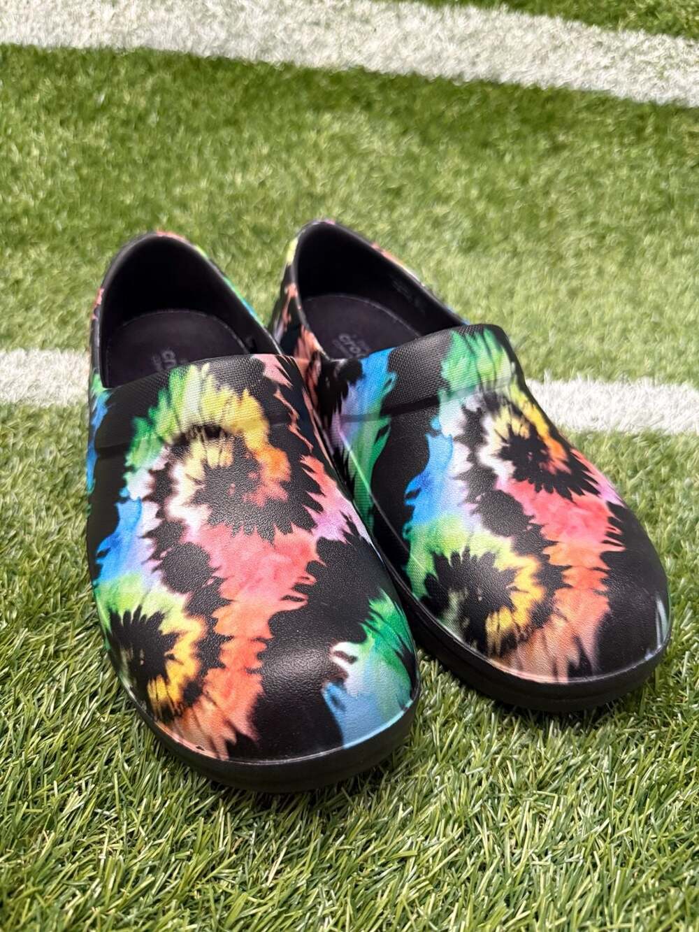 Crocs Neria Pro II Graphic Clog Black Tie Dye Slip Resistant Work Shoes